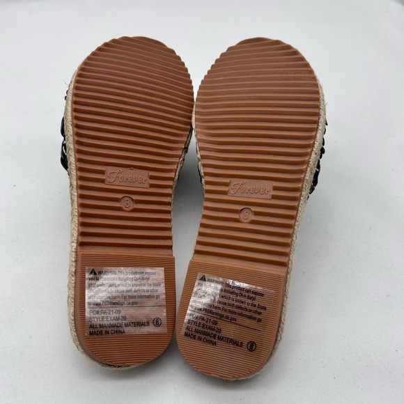 Forever Sandals Womens‎ 8 Black Woven Flat Slides Open Toe Braided Slip On NEW - Picture 6 of 7